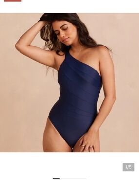 Summersalt One-Shoulder Navy Swimsuit One-Piece Sidestroke